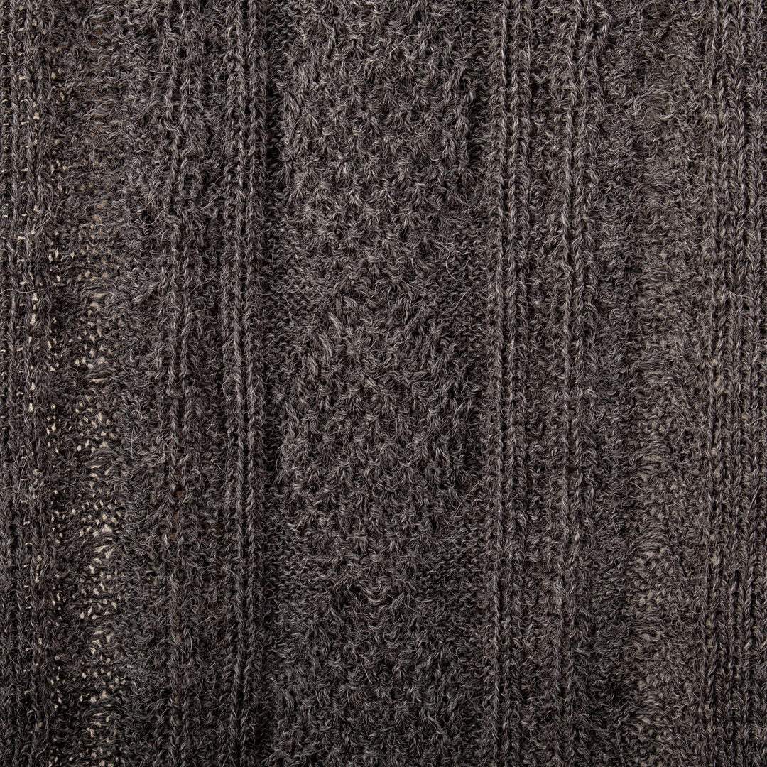 Soft Knit 100% Alpaca Scarf in a Grey Base Hue - Grey Braid