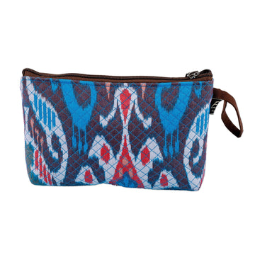 Traditional Ikat Patterned Cosmetic Bag with Zipper Closure - Elegant Ideas