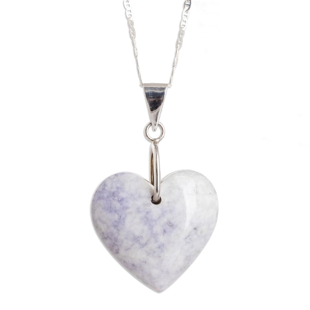 Sterling Silver & Jade Double-Sided Heart Pendant Necklace - Love Emotion