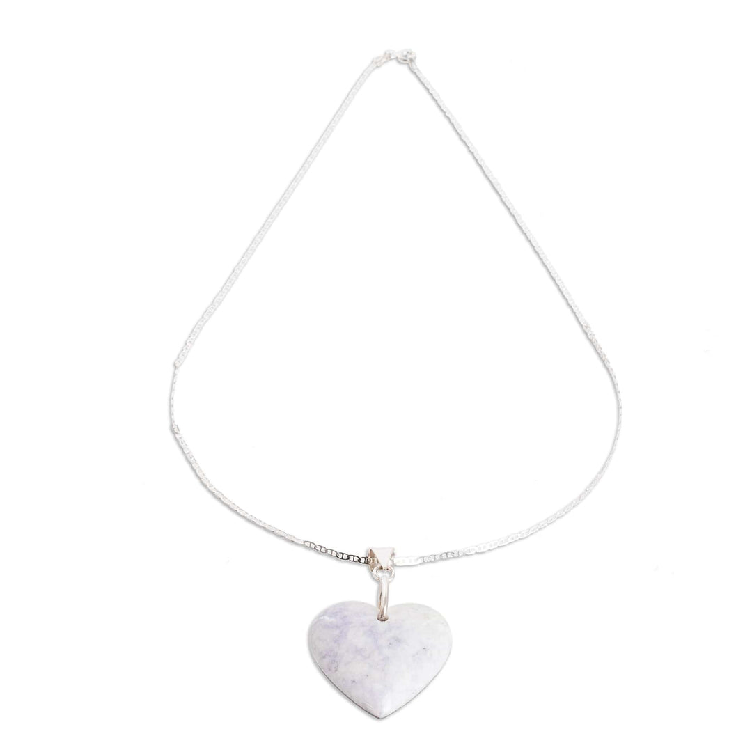 Sterling Silver & Jade Double-Sided Heart Pendant Necklace - Love Emotion