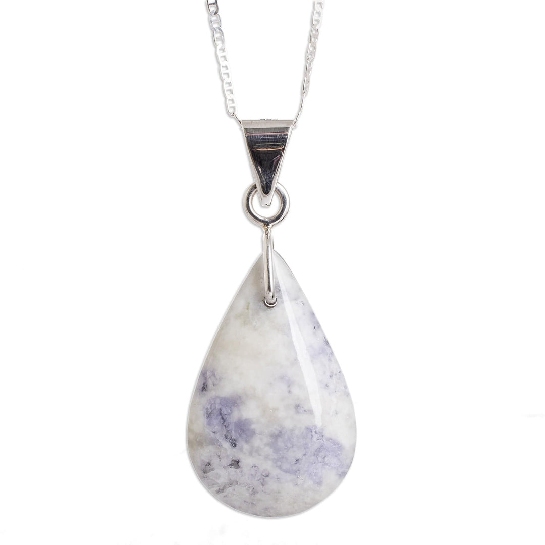 925 Silver Black & Lilac Jade Double-Sided Pendant Necklace - Duo-Tone Shadow