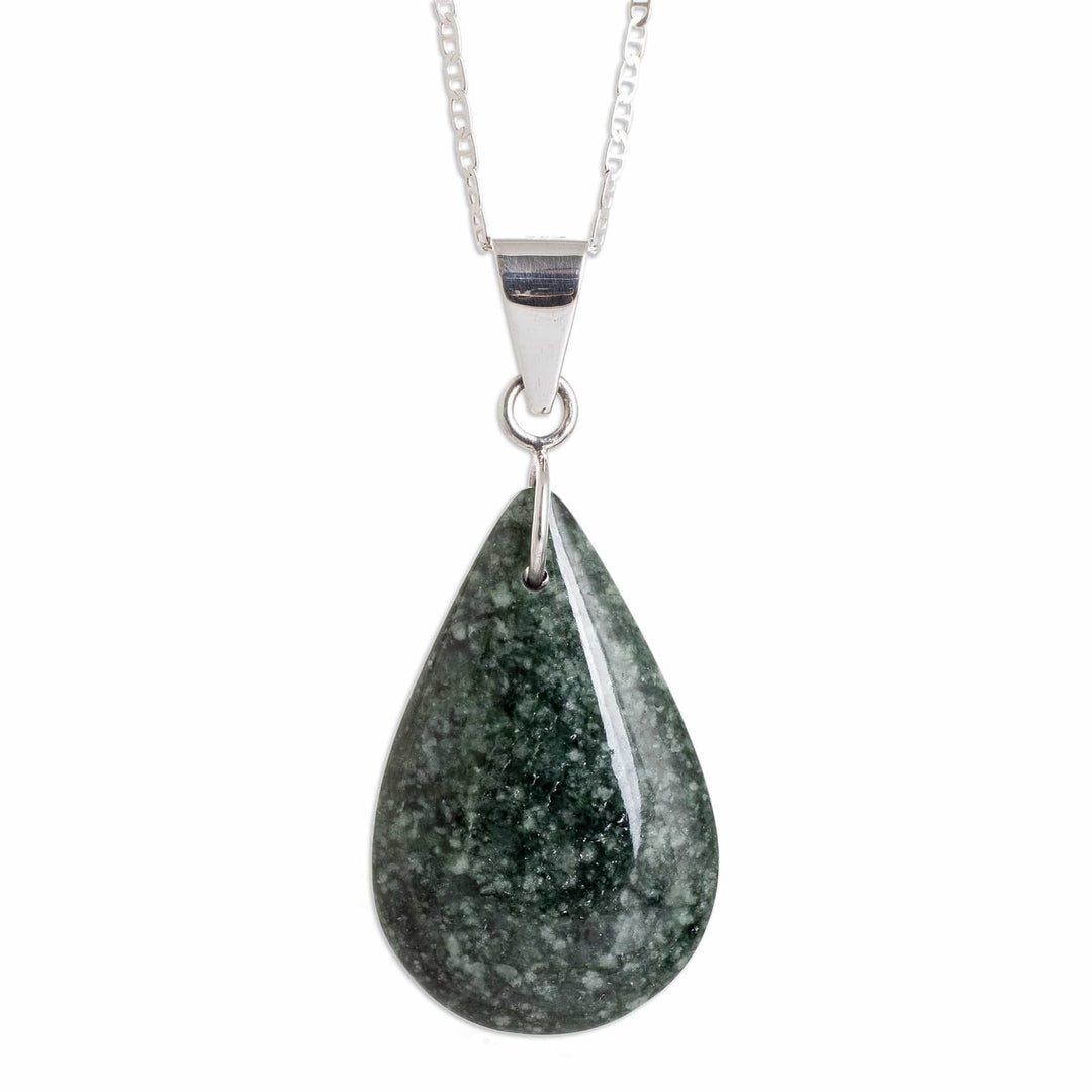925 Silver Green & Black Jade Double-Sided Pendant Necklace - Dual-Color Shadow