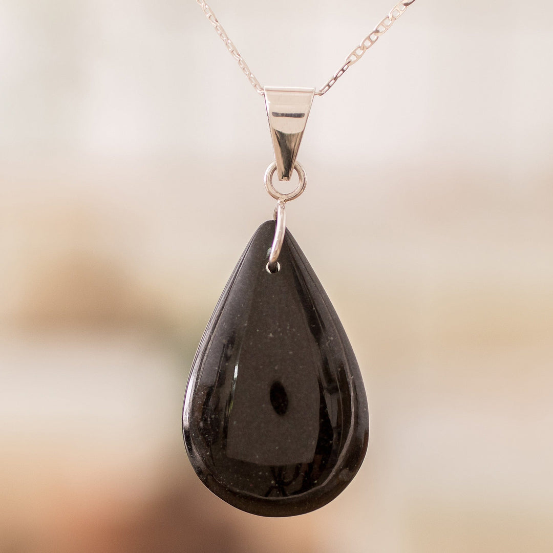 925 Silver Green & Black Jade Double-Sided Pendant Necklace - Dual-Color Shadow