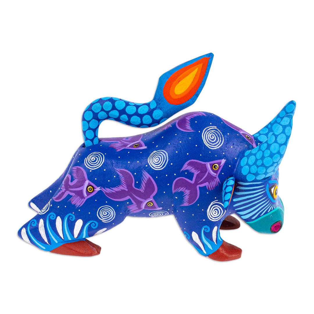 Handpainted Copal Wood Alebrije Bull Sculpture - Oaxaca Bull