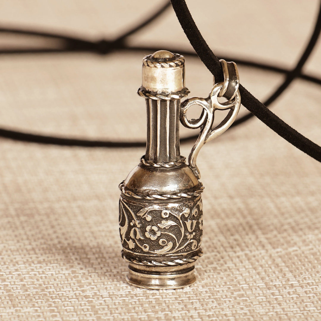 Antiqued Finish Bottle-Shaped Locket Pendant Necklace - Secret Scent