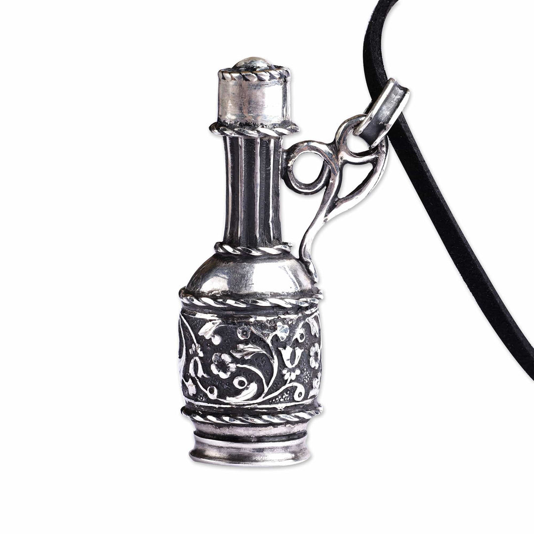 Antiqued Finish Bottle-Shaped Locket Pendant Necklace - Secret Scent