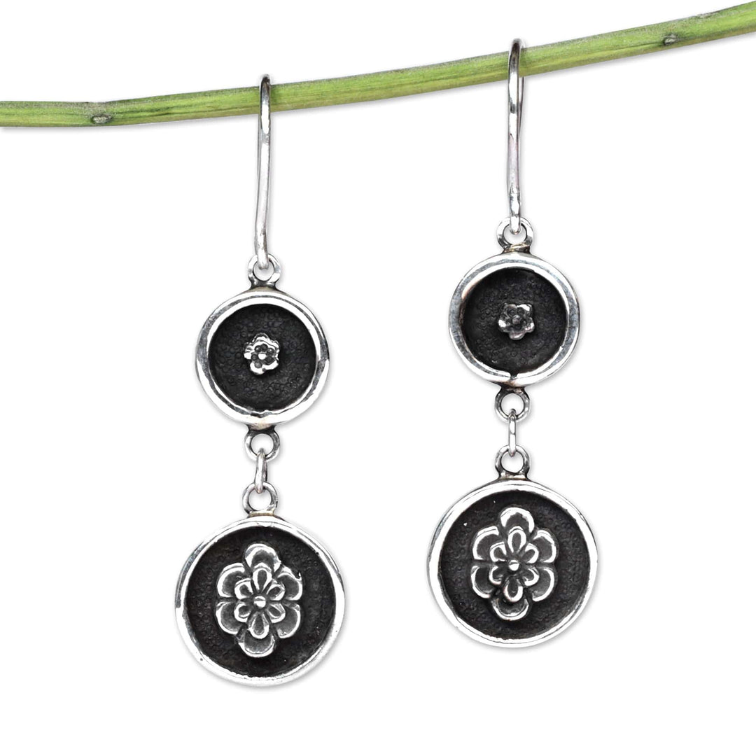 Classic Floral Sterling Silver Dangle Earrings from Armenia - Armenian Blossoms