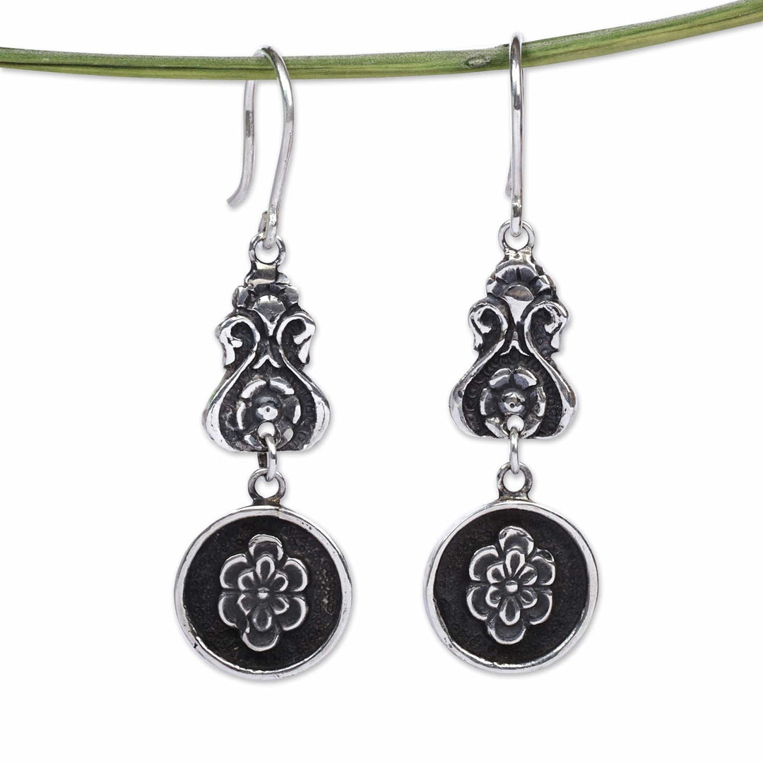 Baroque-Inspired Floral Sterling Silver Dangle Earrings - Armenian Beauty