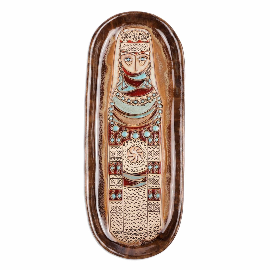 Glazed Ceramic Plaque of Armenian Goddess of Fertility - Goddess of Fertility