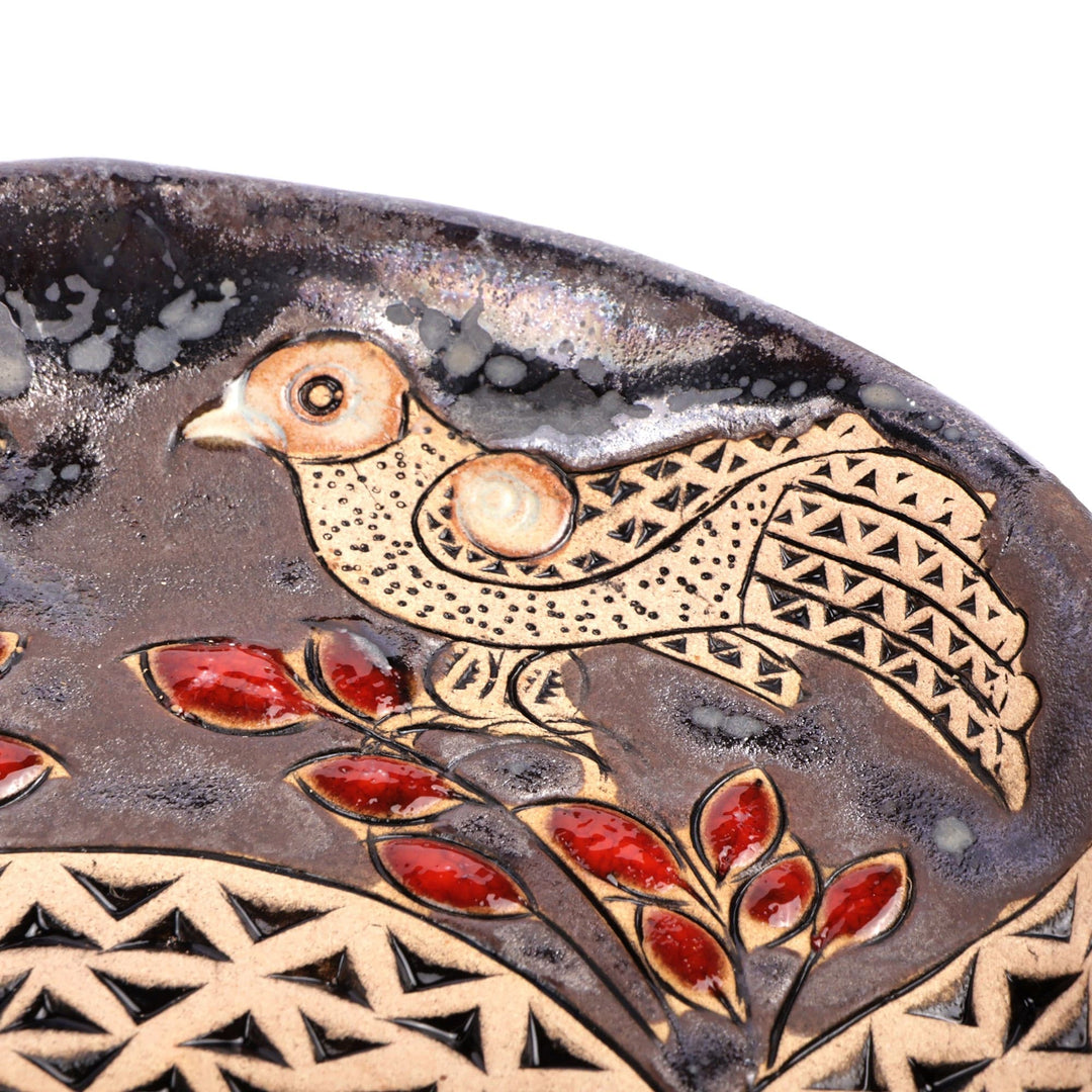 Glazed Ceramic Plaque with Armenian Pomegranate Motif - Pomegranate Splendor
