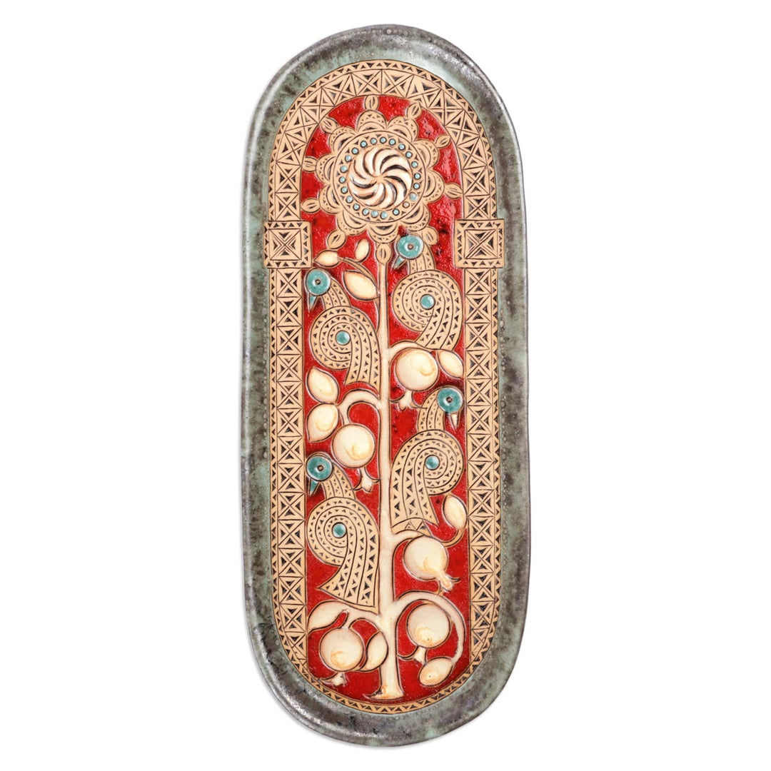 Glazed Ceramic Plaque with Traditional Armenian Motifs - Eternal Freedom