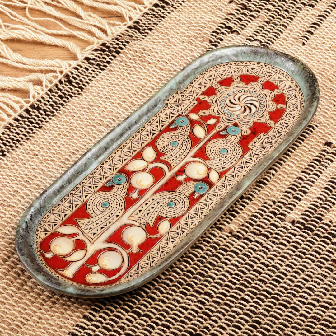 Glazed Ceramic Plaque with Traditional Armenian Motifs - Eternal Freedom