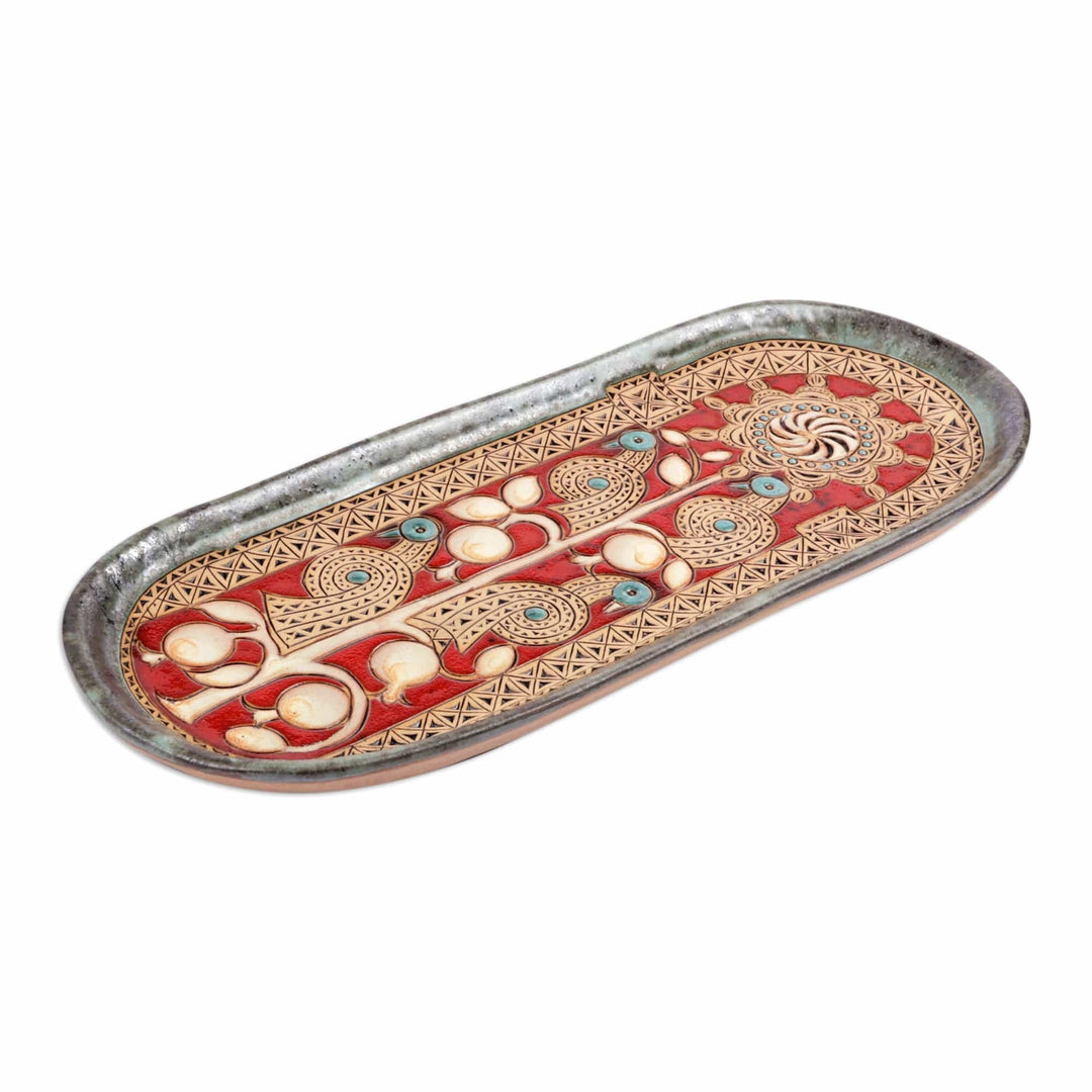 Glazed Ceramic Plaque with Traditional Armenian Motifs - Eternal Freedom