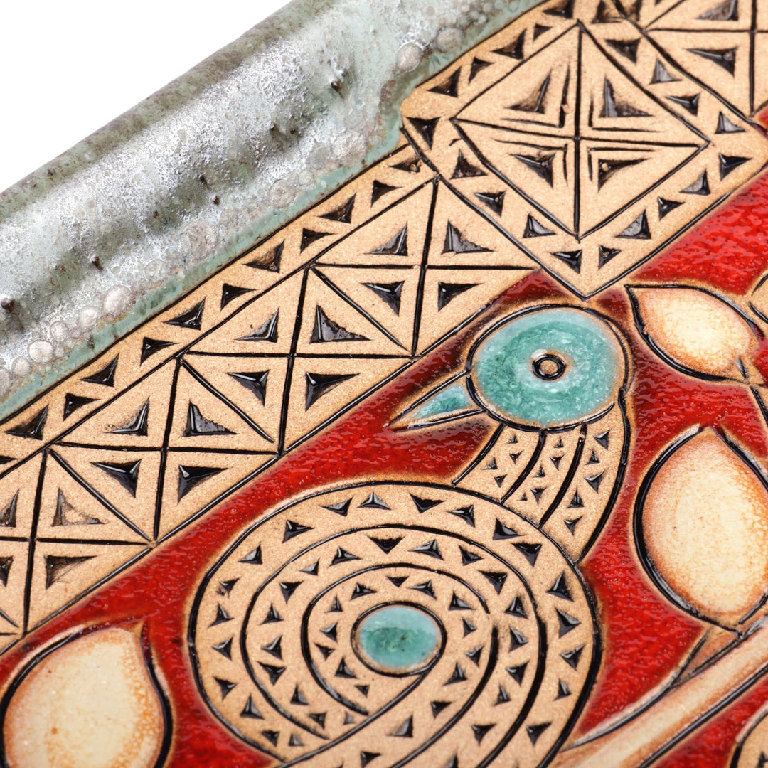 Glazed Ceramic Plaque with Traditional Armenian Motifs - Eternal Freedom