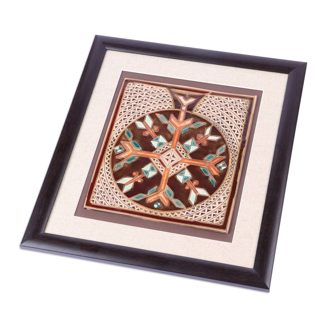 Pomegranate-Themed Traditional Ceramic and Wood Wall Art - New Beginnings