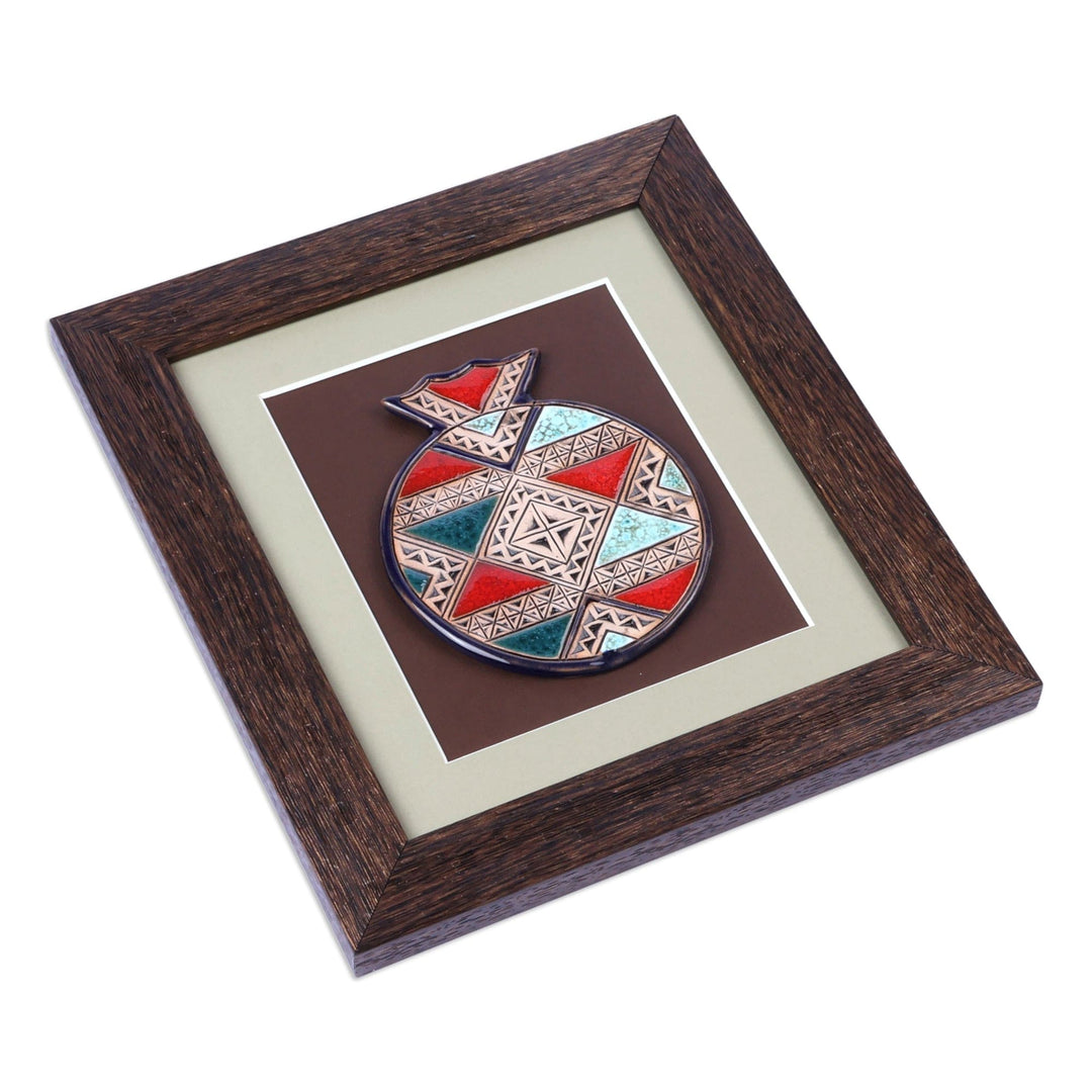 Handmade Geometric Multicolor Ceramic Pomegranate Wall Art - Spiritual Richness