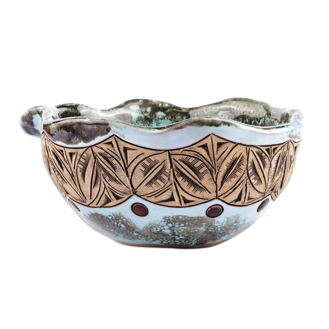 Pomegranate-Shaped Glazed Turquoise Ceramic Catchall - Majestic Core