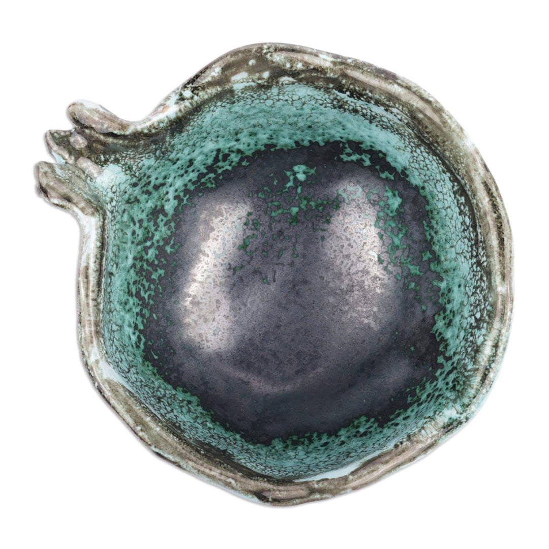 Pomegranate-Shaped Glazed Turquoise Ceramic Catchall - Majestic Core