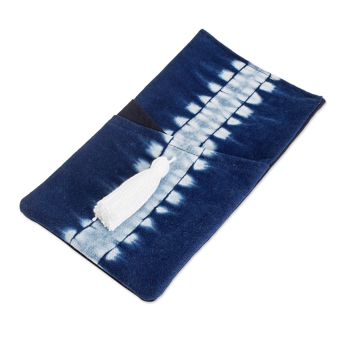 Set of Four Tie-Dyed Blue and White Cotton Cutlery Holders - Harmonious Indigo