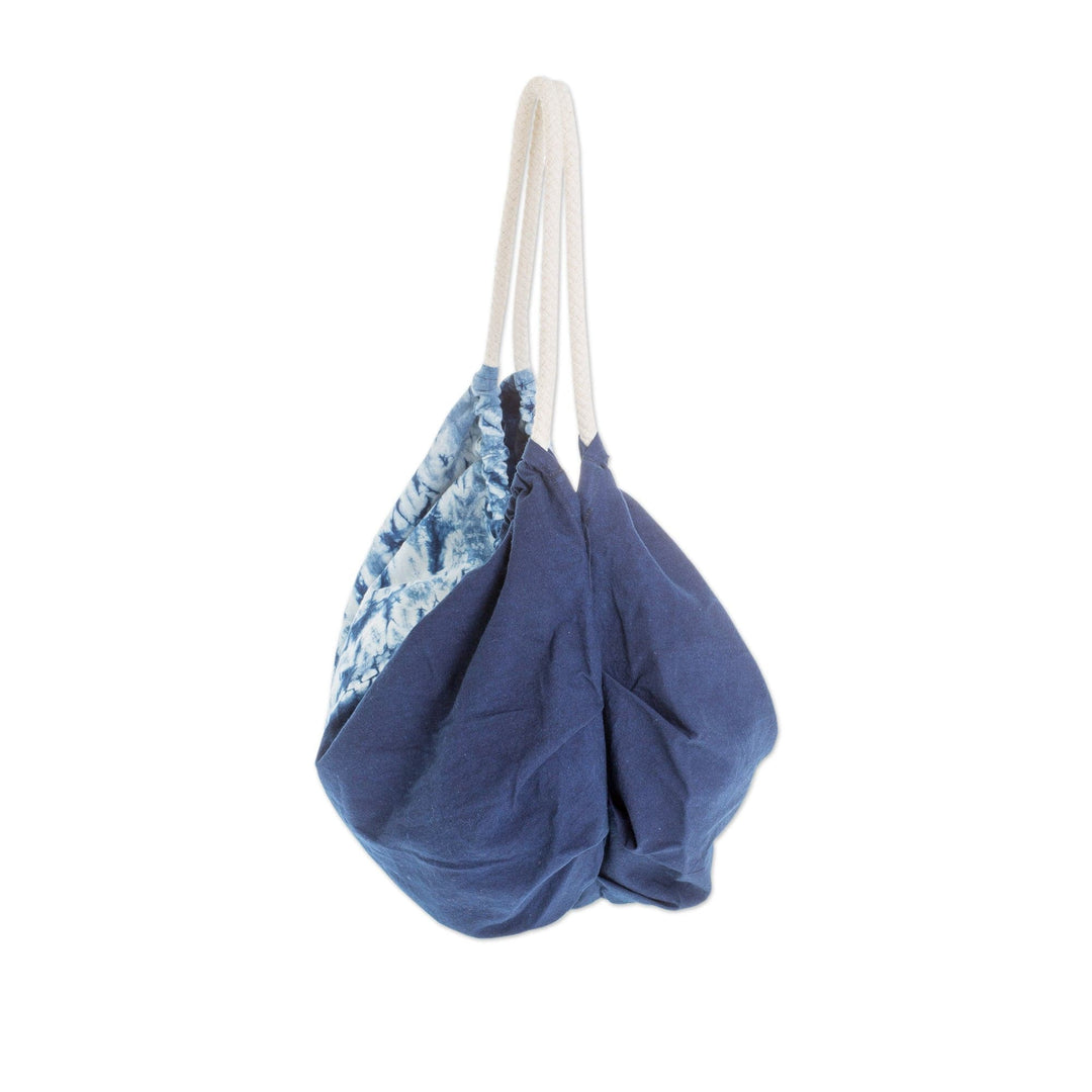 Modern Patterned Indigo Cotton Hobo Shoulder Bag - Indigo Roads