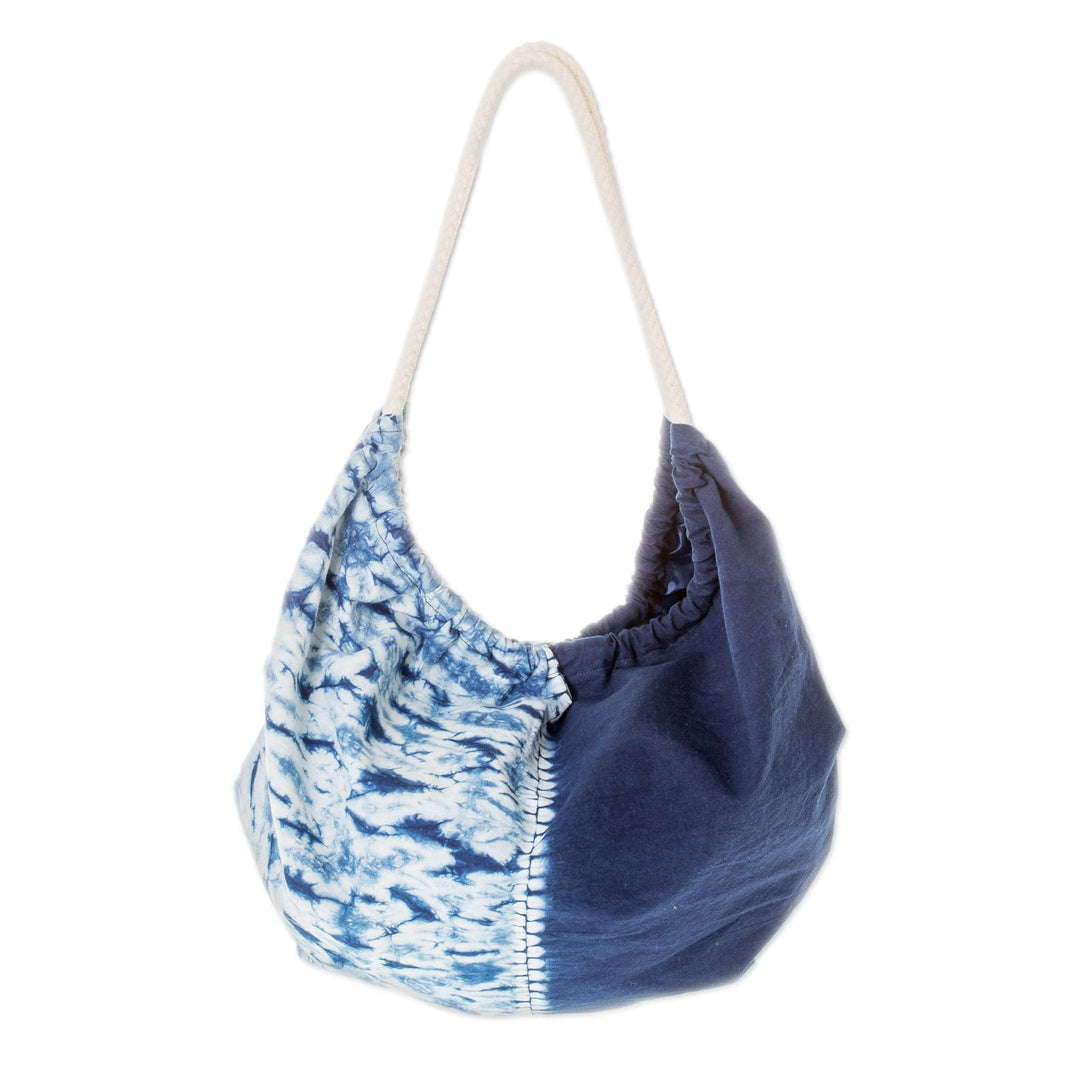 Modern Patterned Indigo Cotton Hobo Shoulder Bag - Indigo Roads