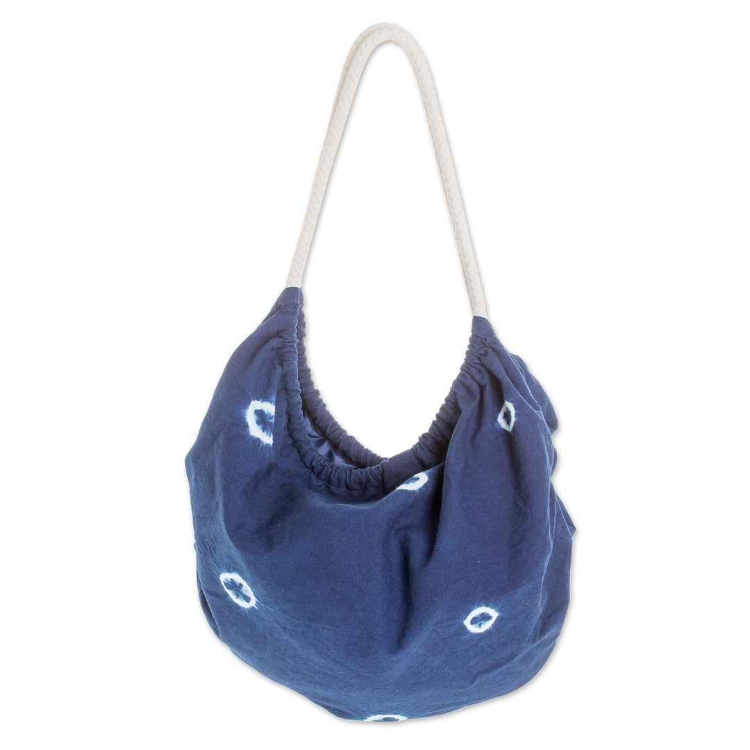 Abstract Patterned Indigo Cotton Hobo Shoulder Bag - Indigo Sensations