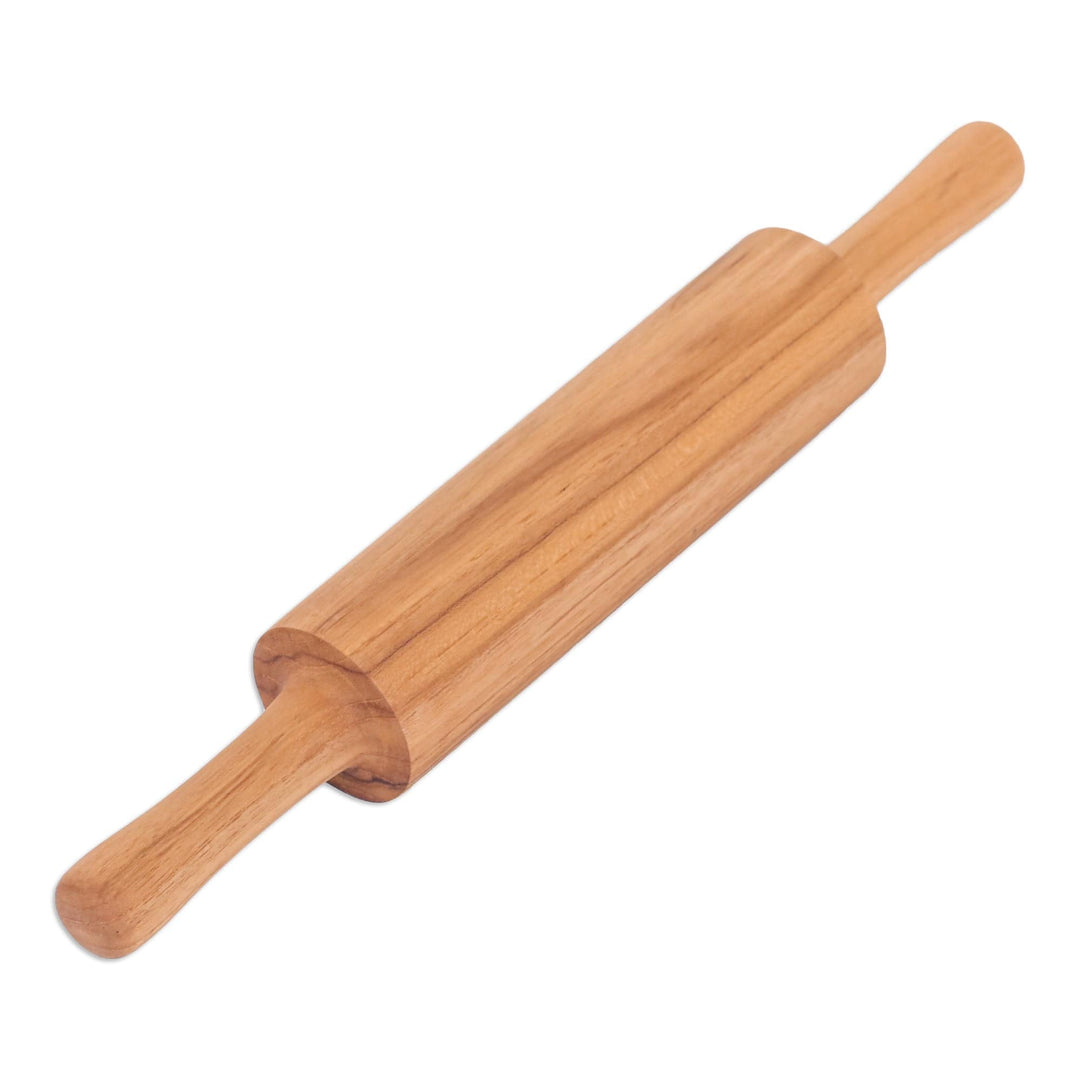 Hand-Carved Teakwood Rolling Pin with Natural Grain - Cooking Ally
