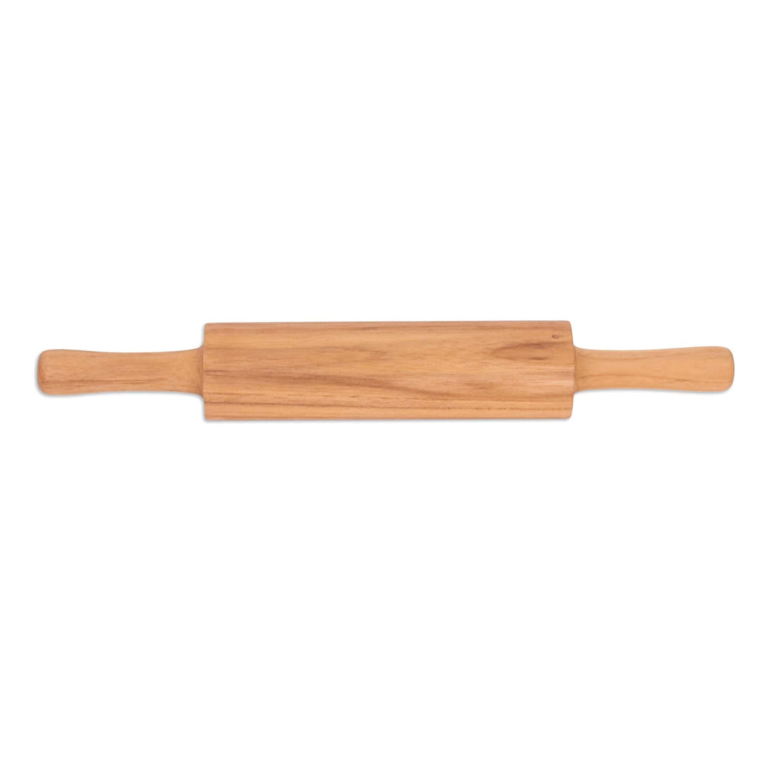 Hand-Carved Teakwood Rolling Pin with Natural Grain - Cooking Ally