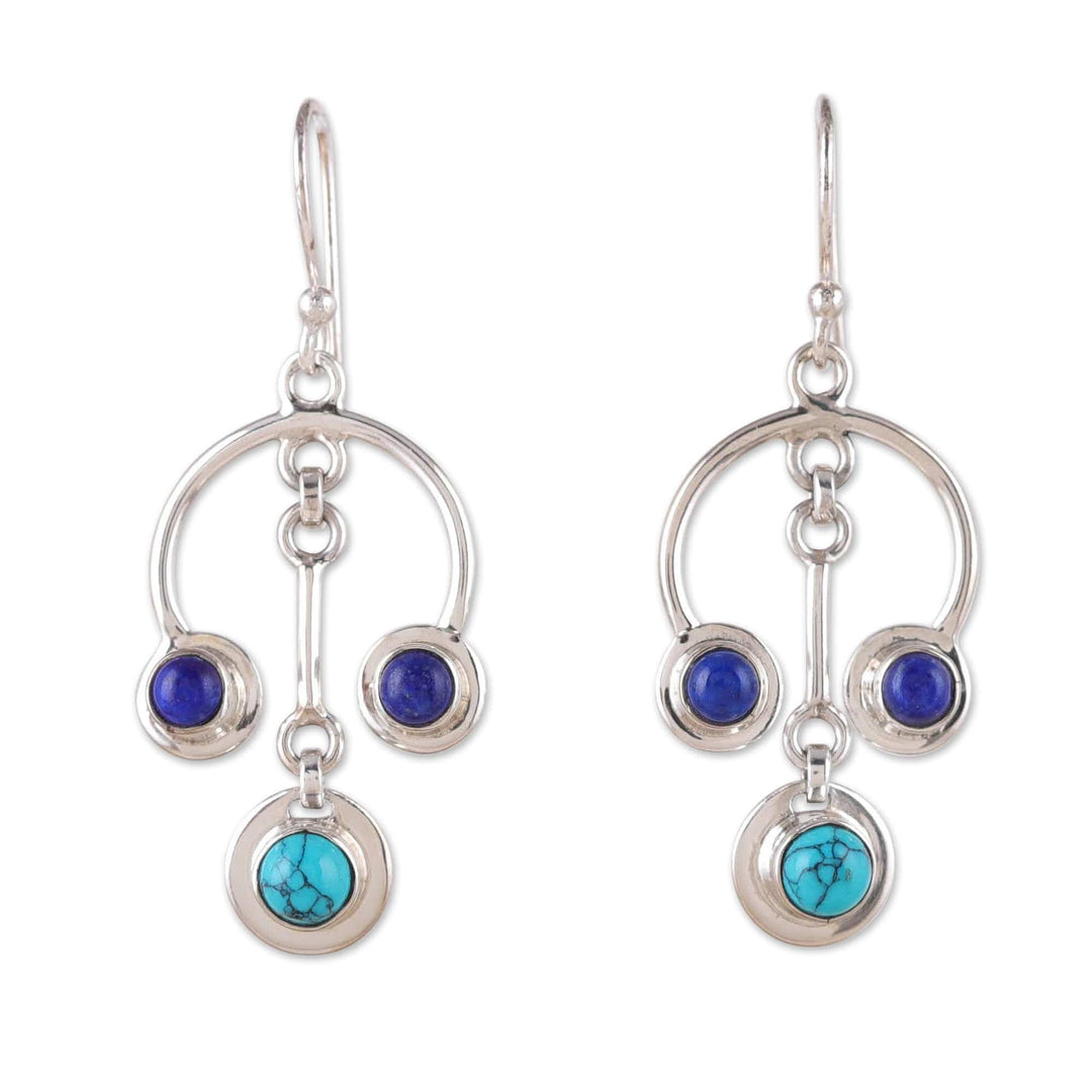 Reconstituted Turquoise and Lapis Lazuli Chandelier Earrings - Flair