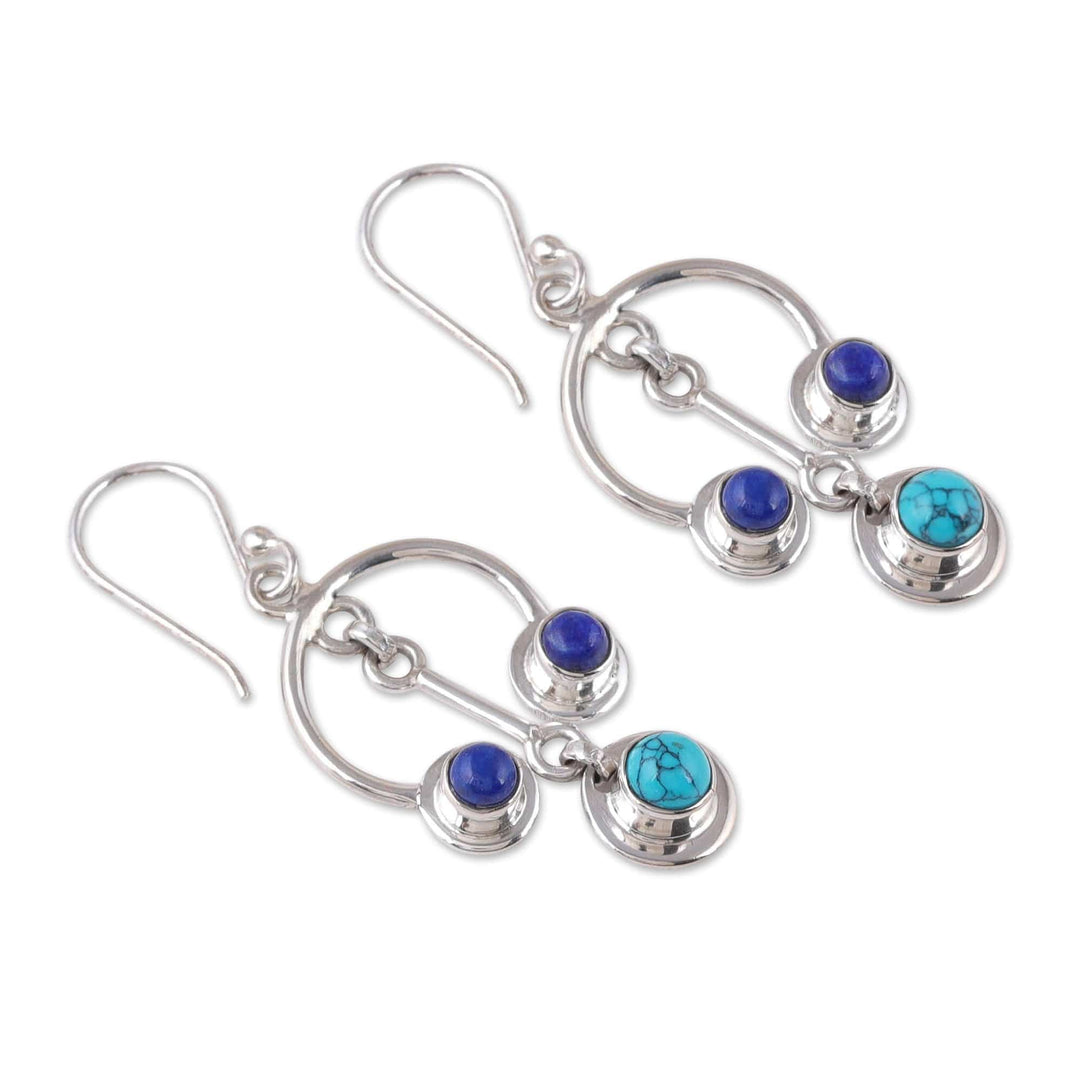 Reconstituted Turquoise and Lapis Lazuli Chandelier Earrings - Flair
