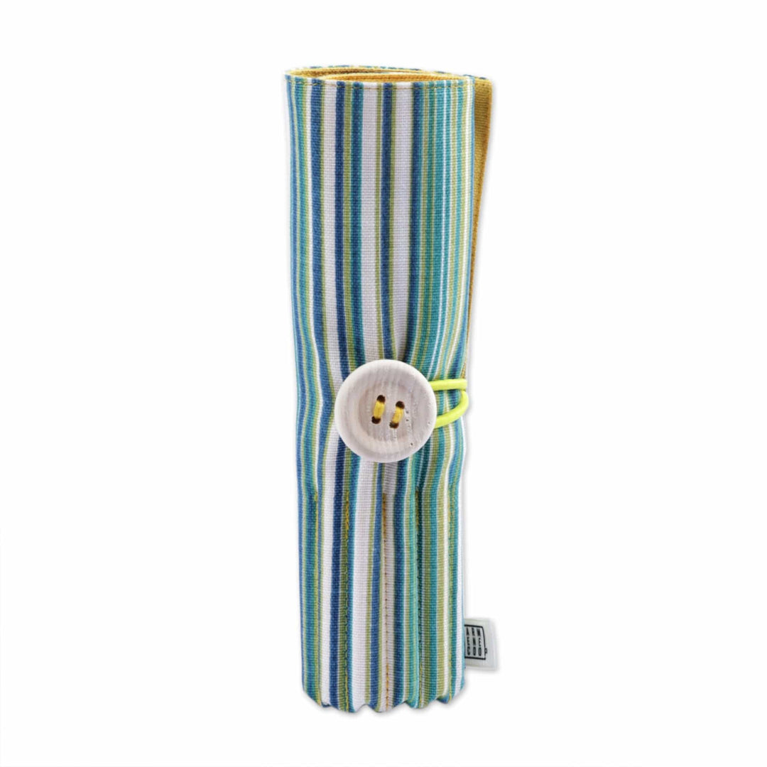 Wooden Colored Pencil Set and Yellow Cotton Roll Case - Creative Sunshine