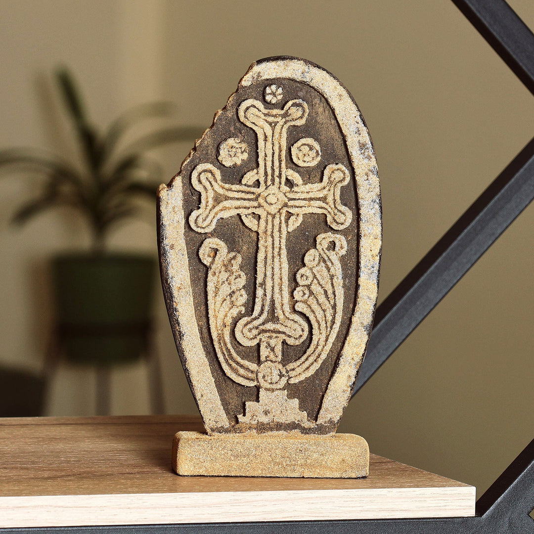 Handmade Antique Tuff Stone Khachkar Stela Sculpture (Large) - Echmiadzin Memory
