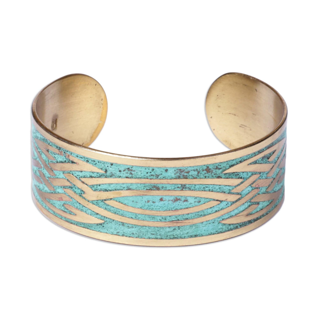 Oxidized Brass Cuff Bracelet with Knots Made in Armenia - Armenian Streaks