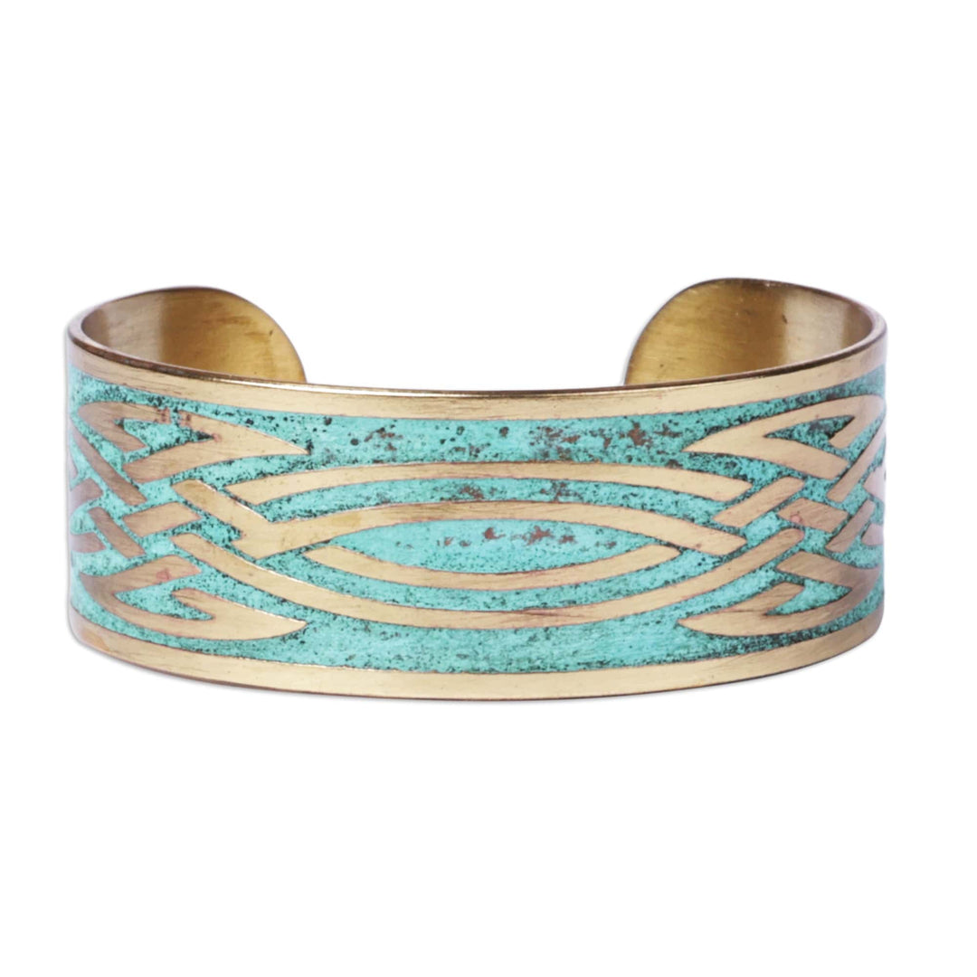 Oxidized Brass Cuff Bracelet with Knots Made in Armenia - Armenian Streaks
