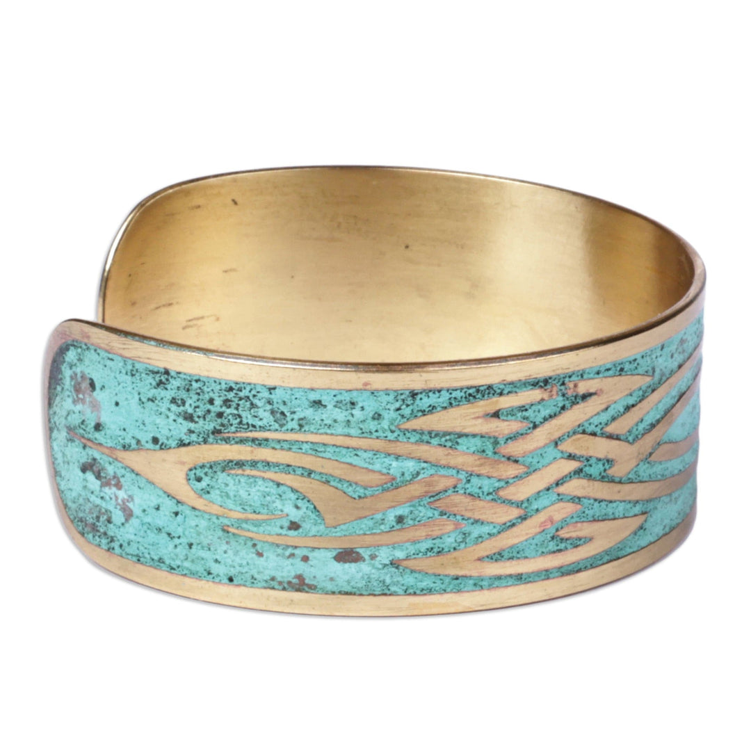 Oxidized Brass Cuff Bracelet with Knots Made in Armenia - Armenian Streaks