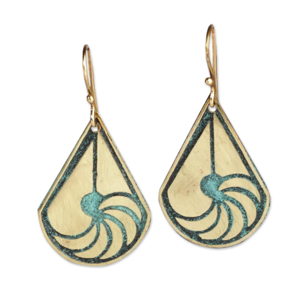 Brass Dangle Earrings with Oxidized Finish from Armenia - Armenian Heritage