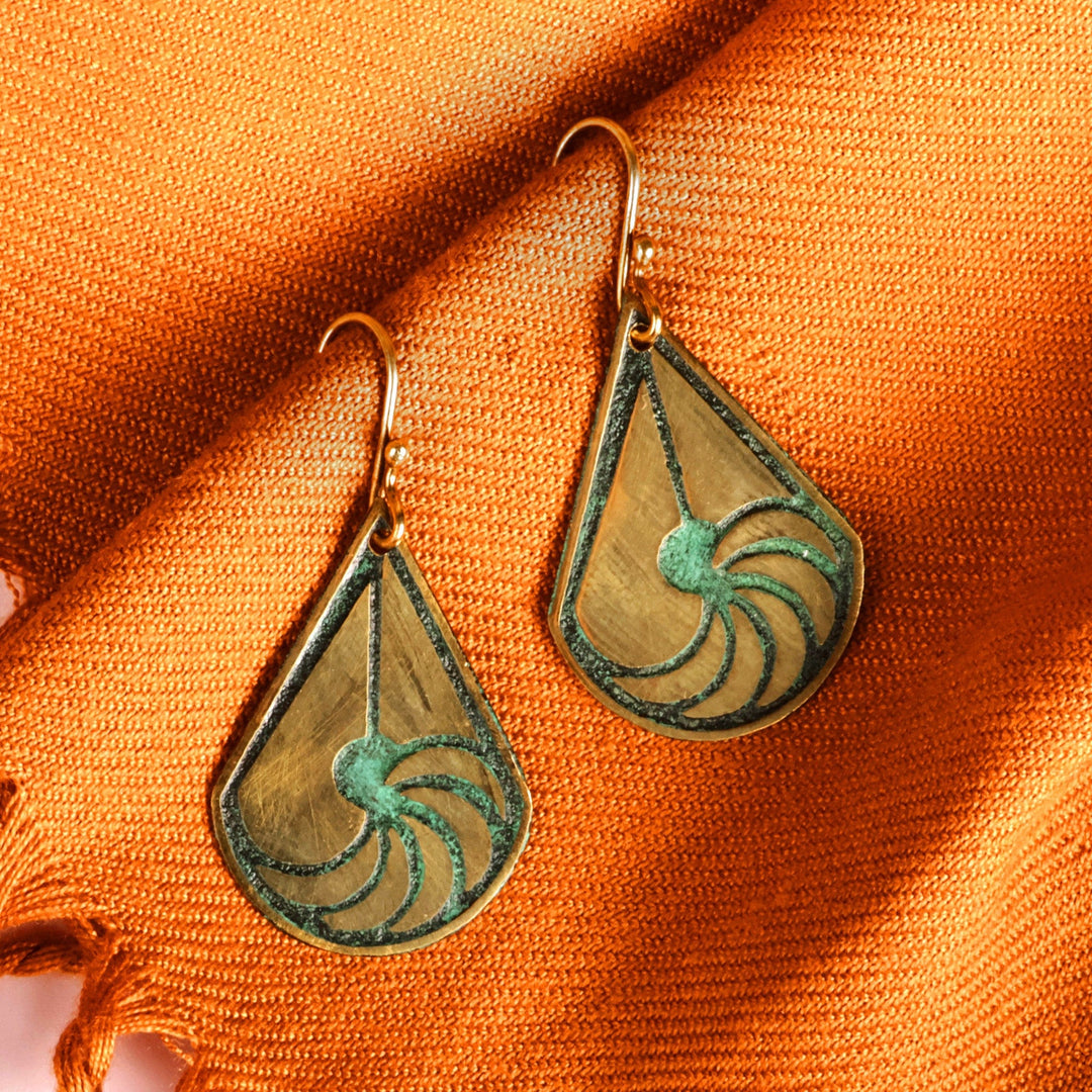 Brass Dangle Earrings with Oxidized Finish from Armenia - Armenian Heritage
