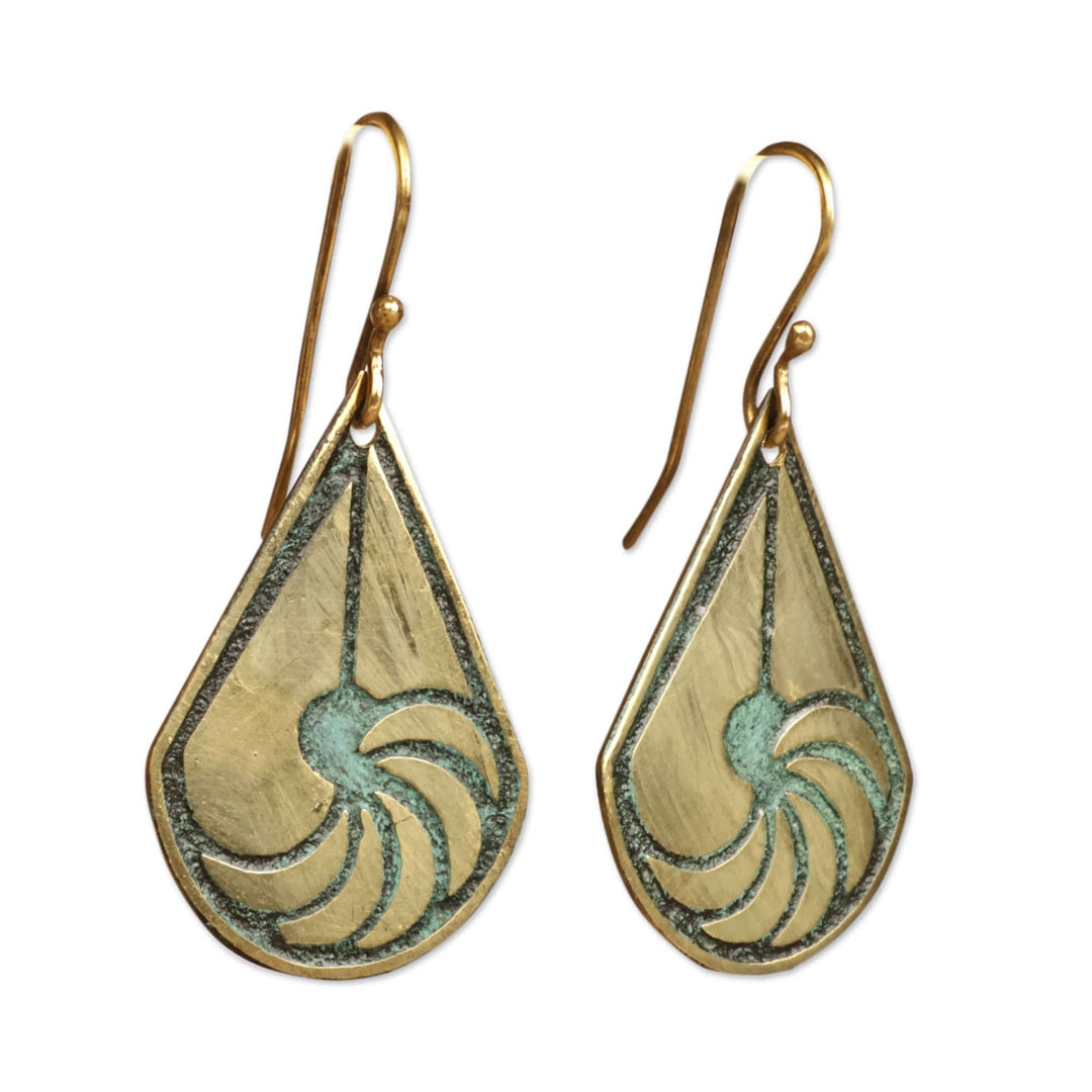 Brass Dangle Earrings with Oxidized Finish from Armenia - Armenian Heritage