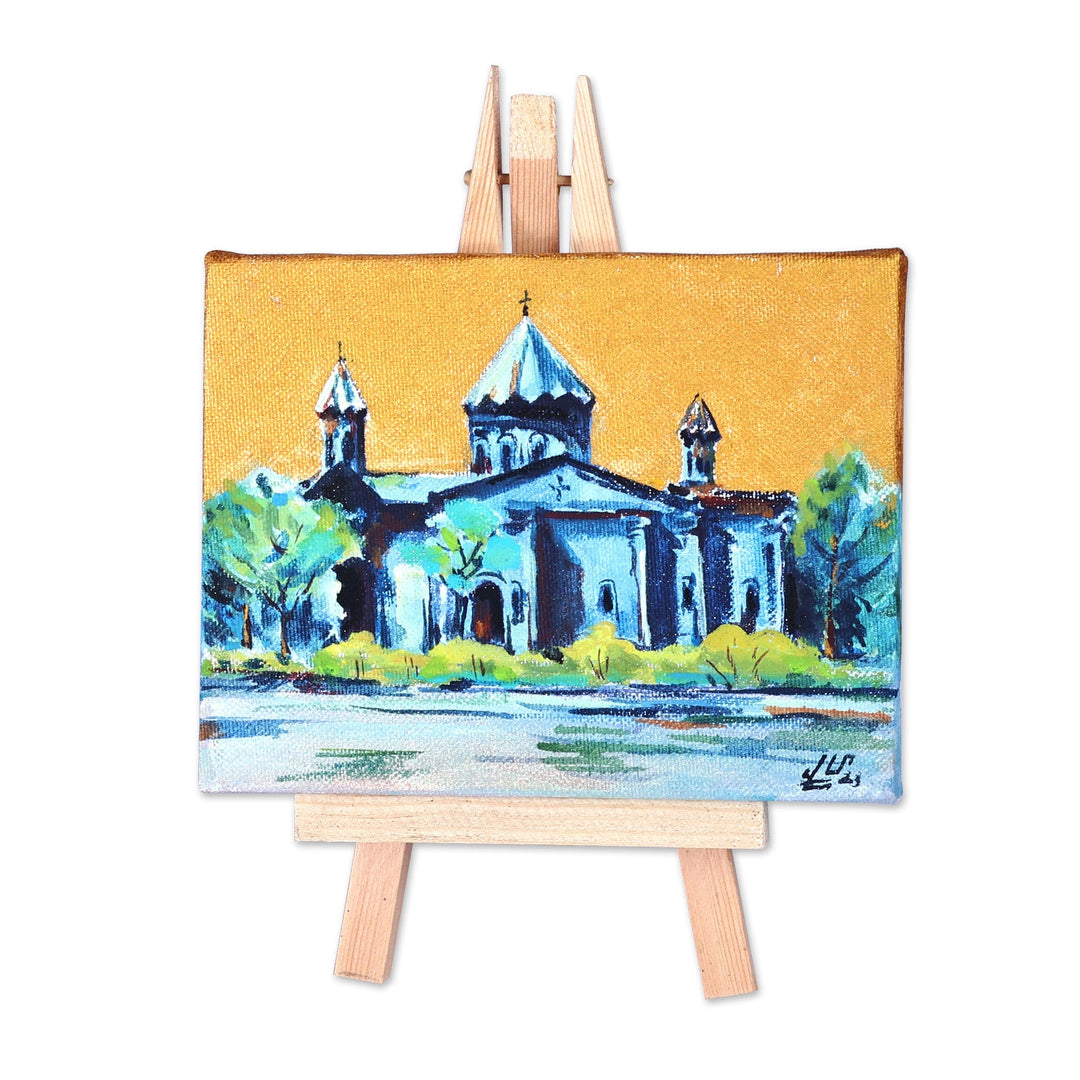 Impressionist Watercolor Painting of Cathedral at Evening - Holy Mother of God Church II