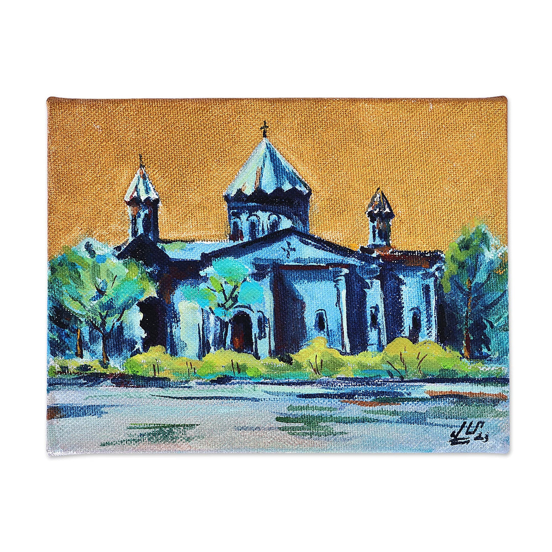 Impressionist Watercolor Painting of Cathedral at Evening - Holy Mother of God Church II