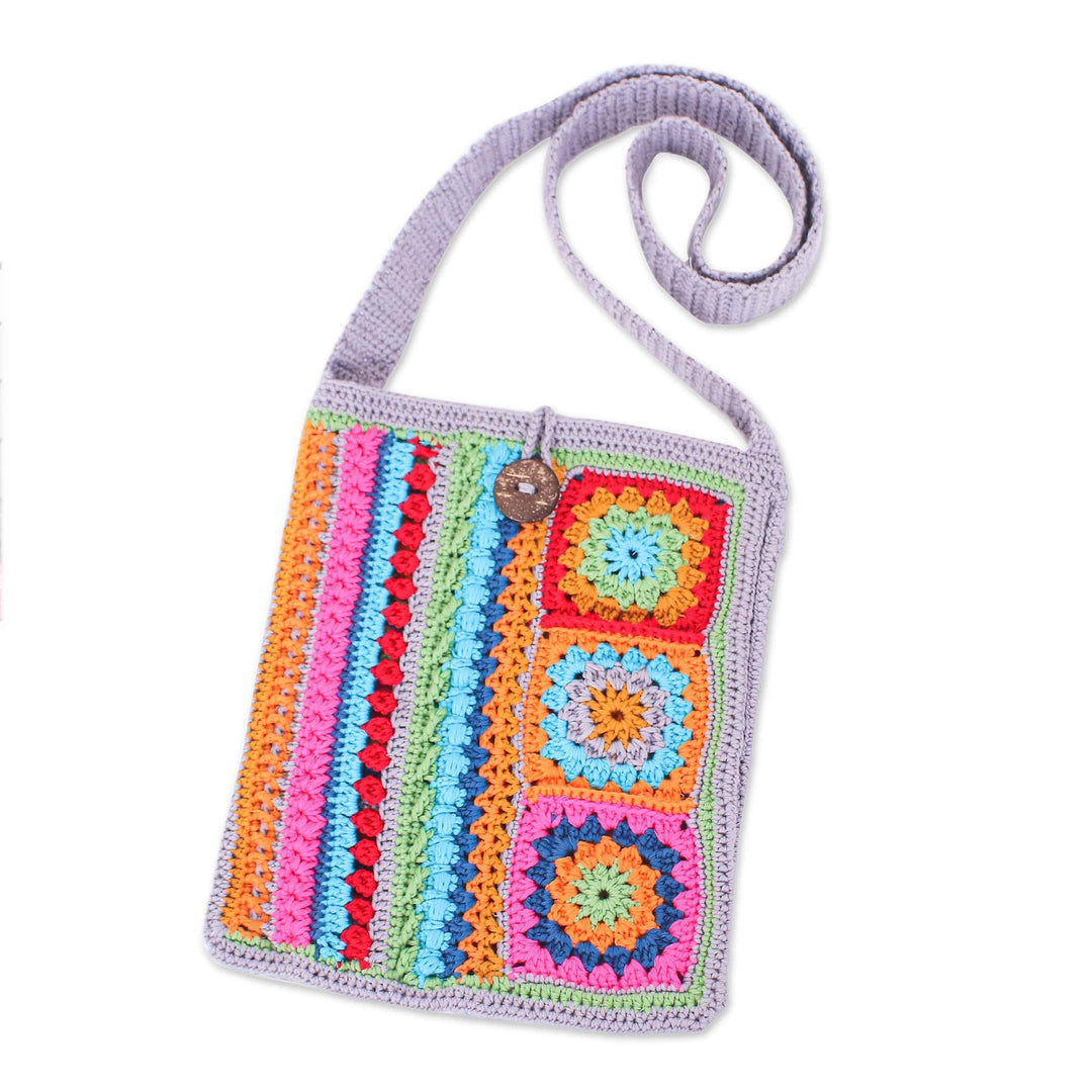 Crocheted Colorful Sling with Coconut Shell Button Closure - Daily Colors
