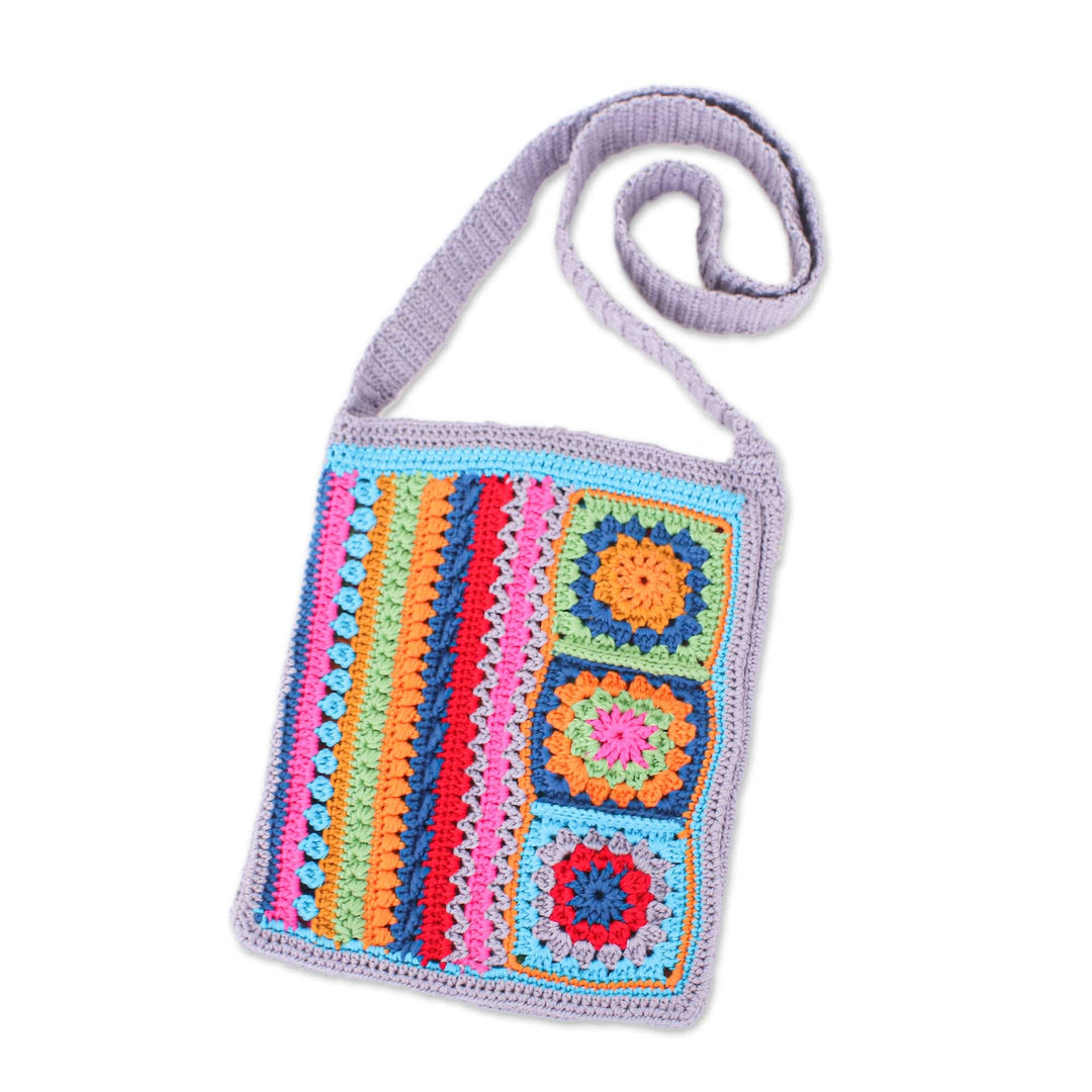 Crocheted Colorful Sling with Coconut Shell Button Closure - Daily Colors