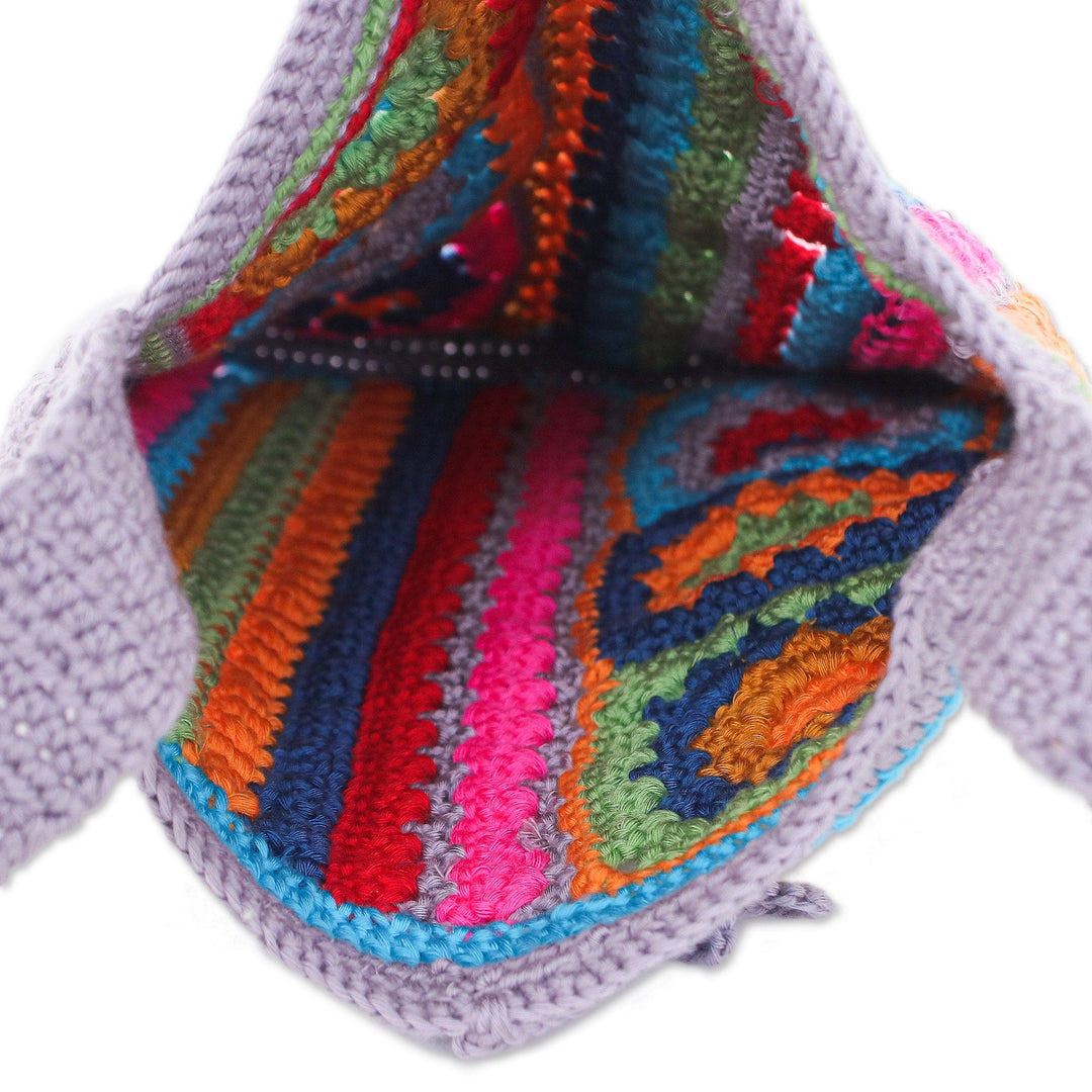Crocheted Colorful Sling with Coconut Shell Button Closure - Daily Colors