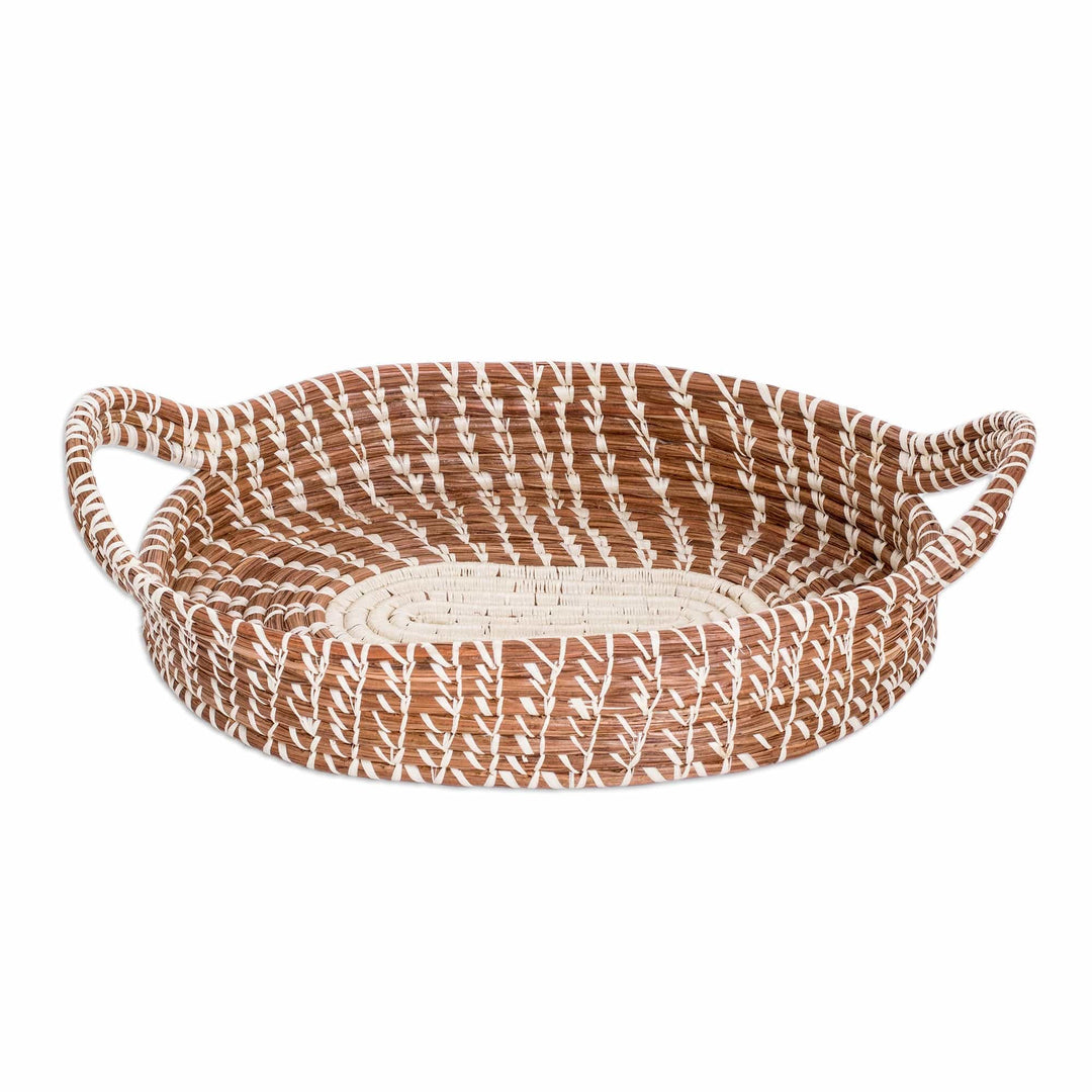 Handcrafted Oval Natural Fiber Basket from Guatemala (Large) - Natural Silhouettes