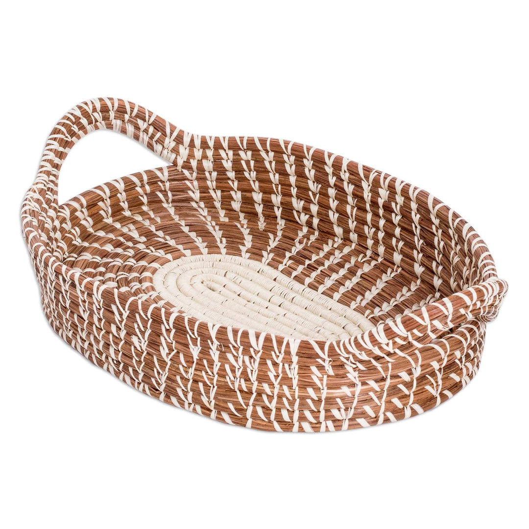 Handcrafted Oval Natural Fiber Basket from Guatemala (Large) - Natural Silhouettes