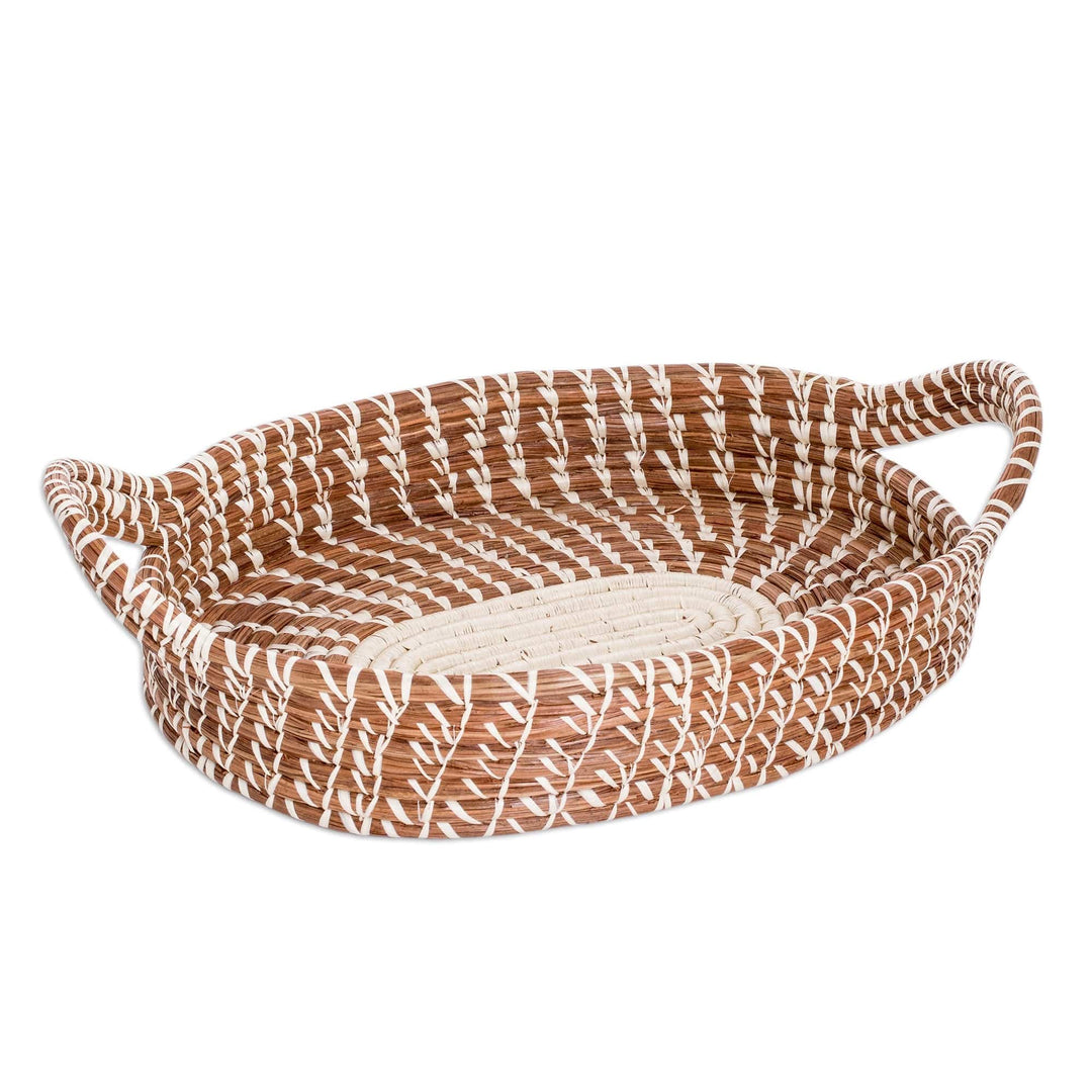 Handcrafted Oval Natural Fiber Basket from Guatemala (Large) - Natural Silhouettes