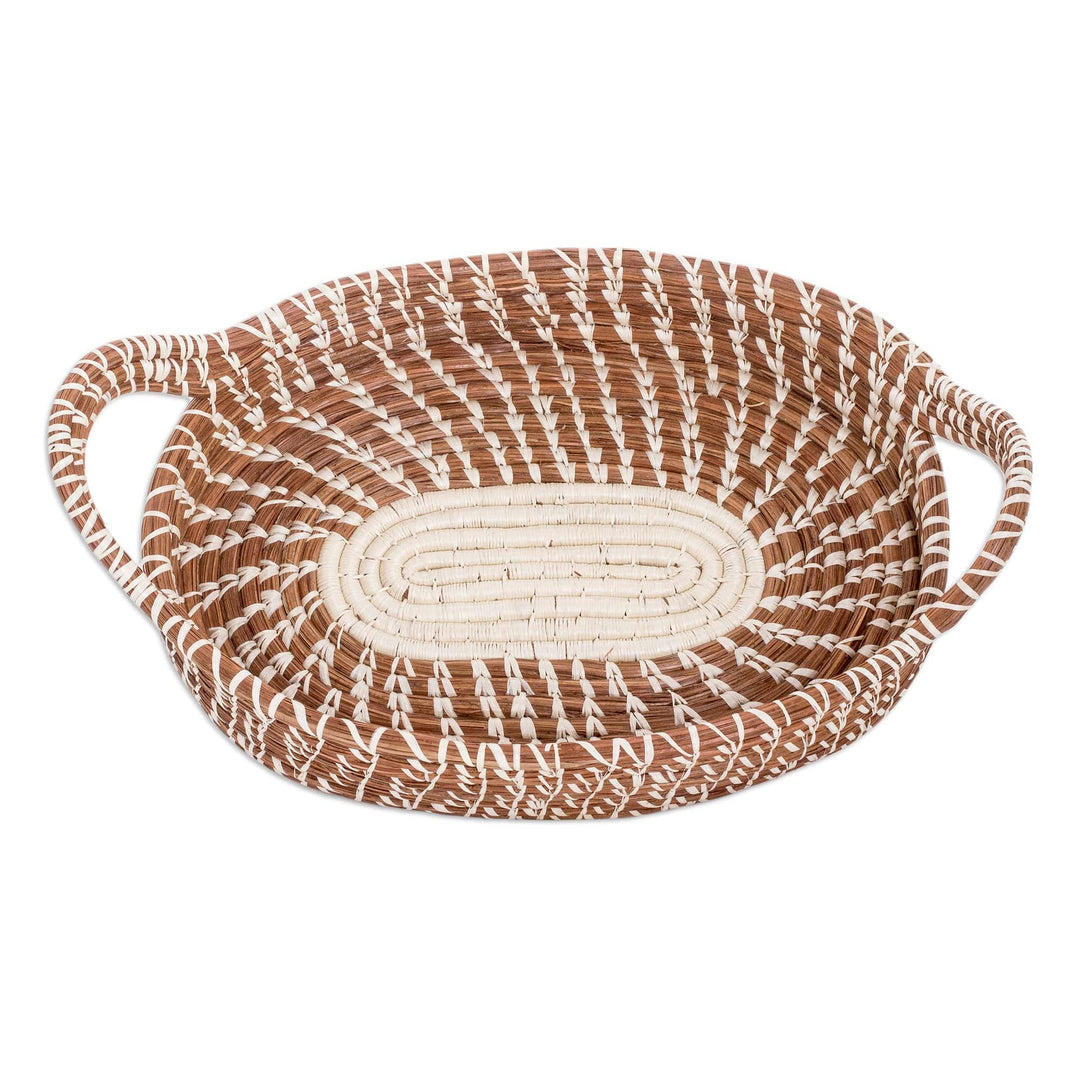 Handcrafted Oval Natural Fiber Basket from Guatemala (Large) - Natural Silhouettes