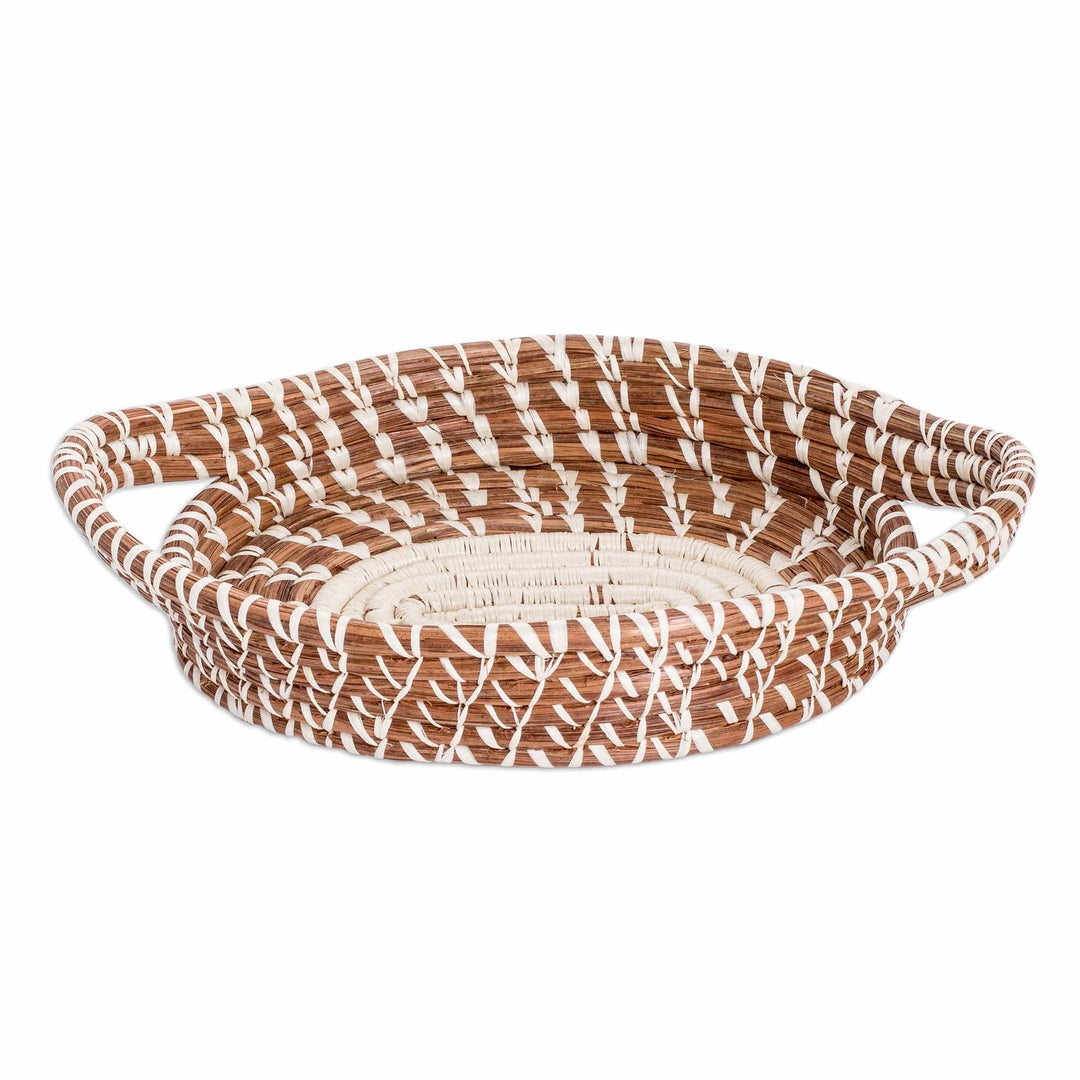 Handcrafted Oval Natural Fiber Basket from Guatemala (Small) - Natural Silhouettes