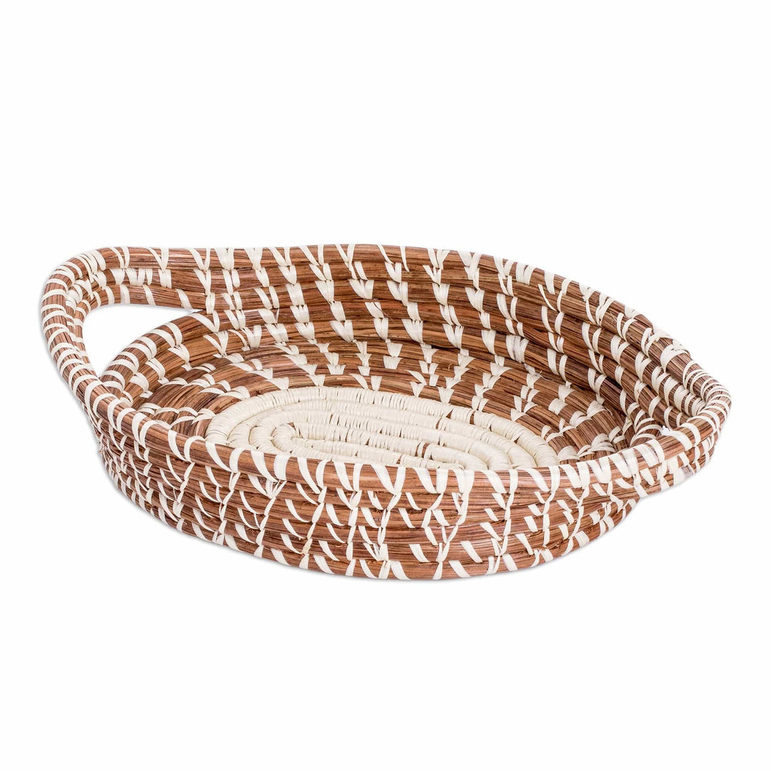 Handcrafted Oval Natural Fiber Basket from Guatemala (Small) - Natural Silhouettes