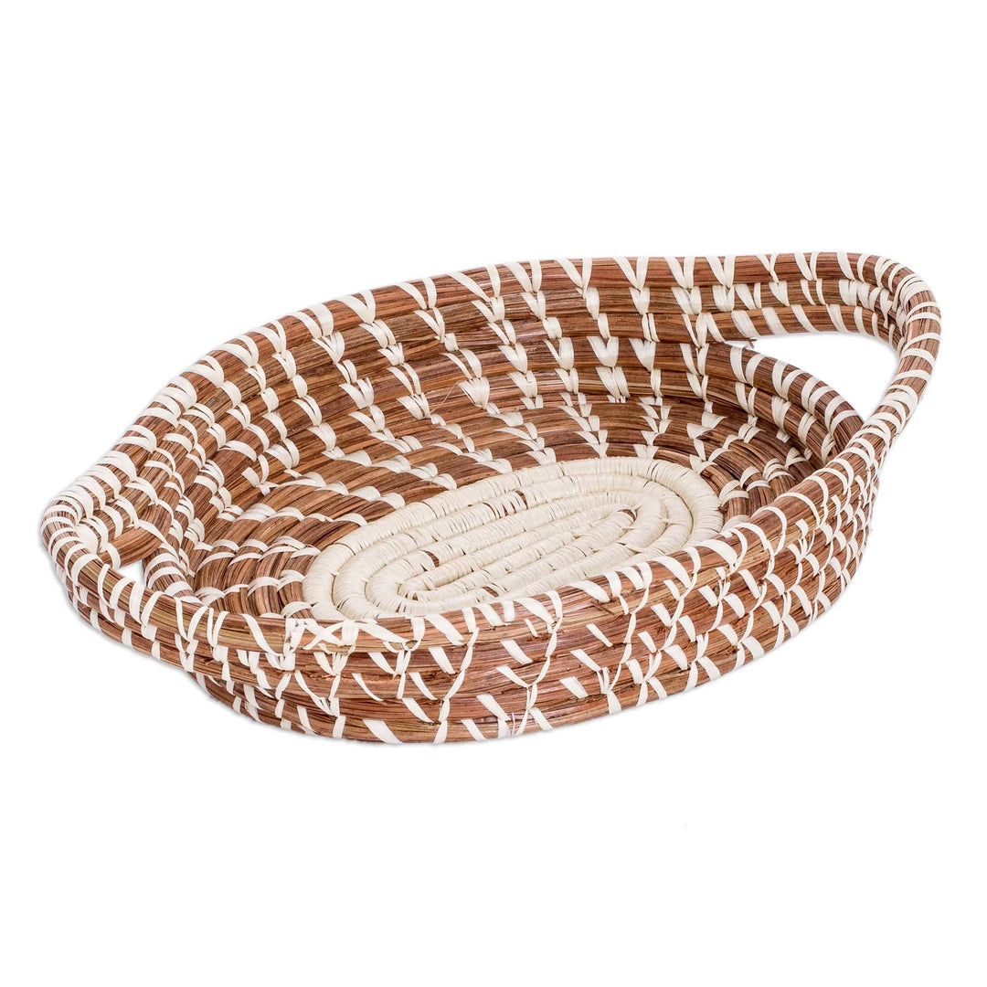 Handcrafted Oval Natural Fiber Basket from Guatemala (Small) - Natural Silhouettes